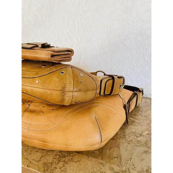 Bundle of 3 Vtg Rare Coach Ergo stud rivet camel Shoulder bag mini Wallet Y2K - Picture 8 of 9